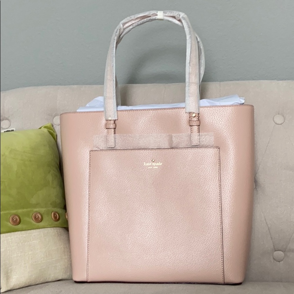 kate spade Pale Blush Leather Tote with Front Pocket